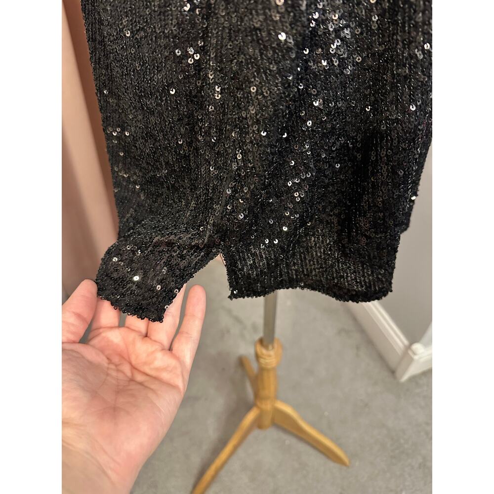 EUC Johnny Was Black Jade Fiona Sequin Cami Top Sz Large w/Necklace Silk Nylon - Picture 5 of 8